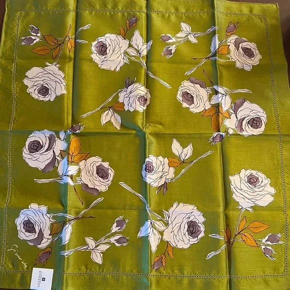 Vintage Givenchy Floral Handkerchief – Olive Green, New in Packaging